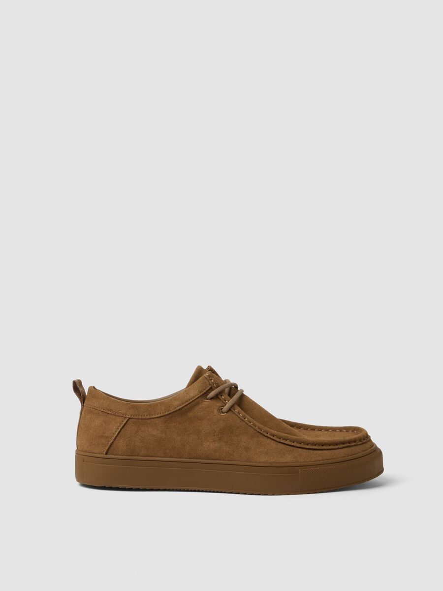 Scarpe classiche marroni in vera pelle con lacci_0