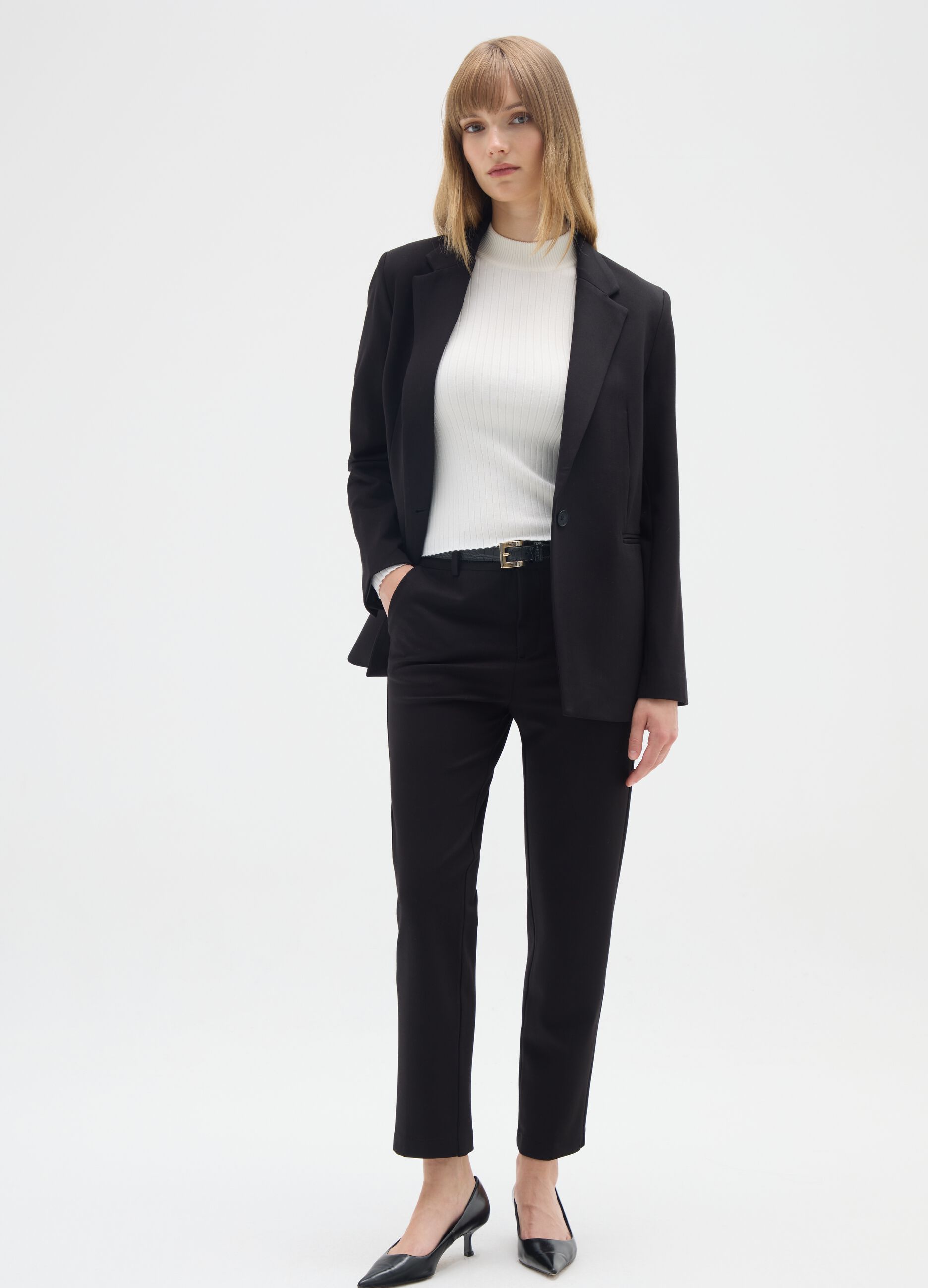 Black slim trousers in stretch fabric