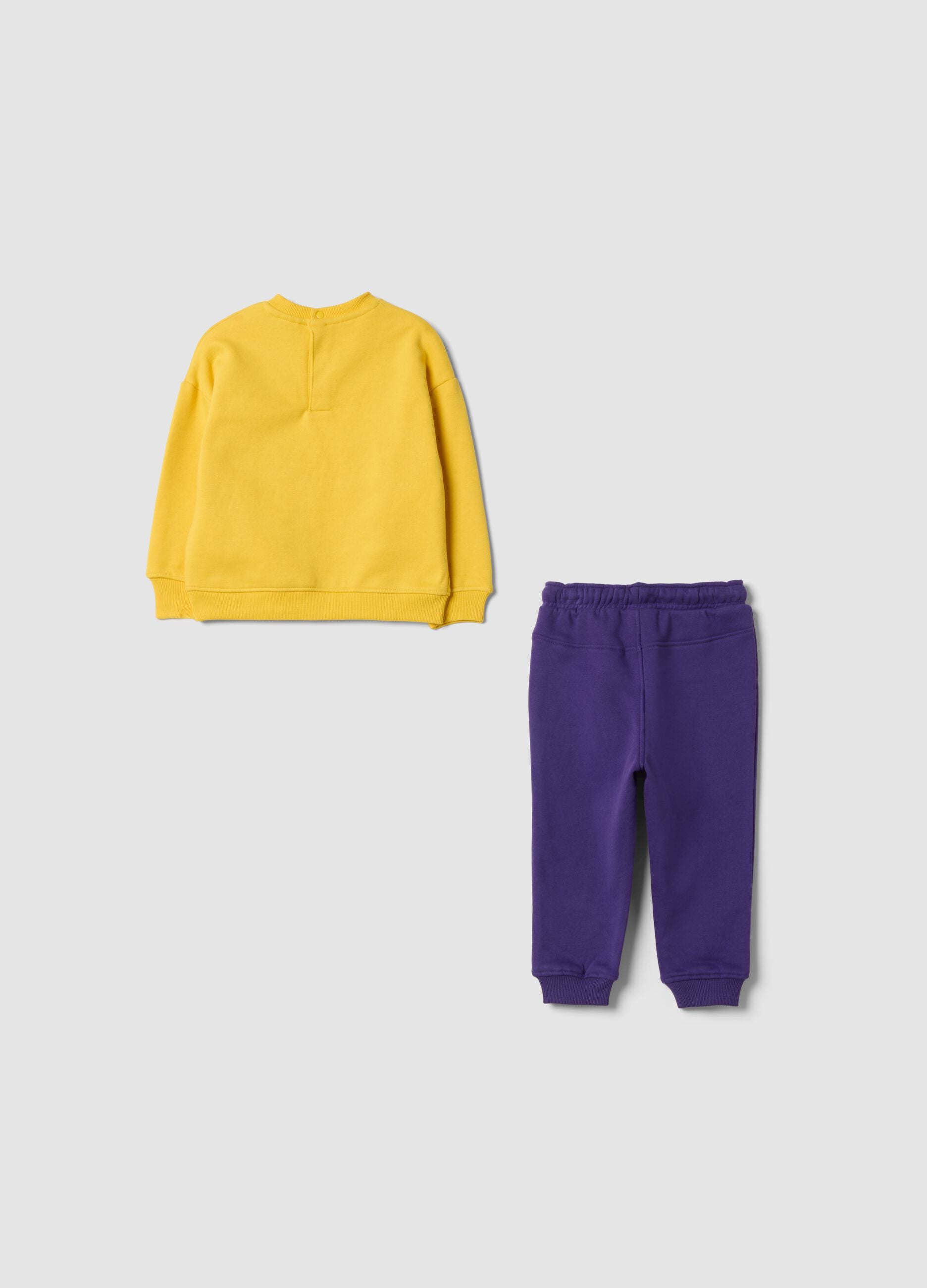 Completo jogging giallo in misto cotone con stampa Lakers over fit