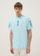 Blue pure cotton regular fit T-shirt with Japanese prints_0