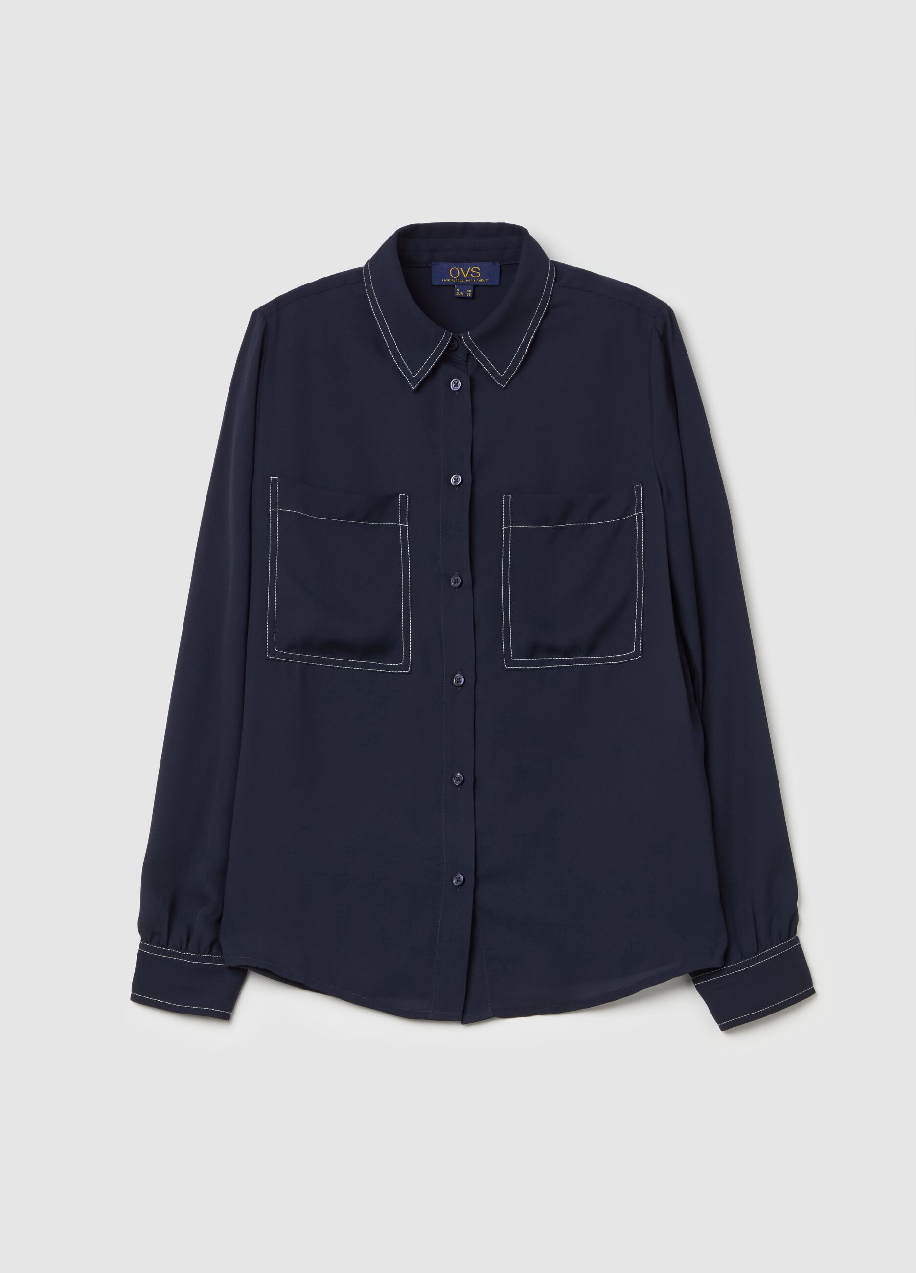 Camicia con cuciture a contrasto