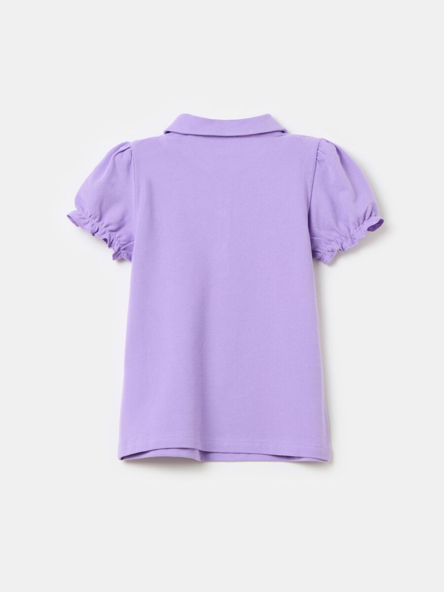 Cotton piquet polo shirt with frill_1