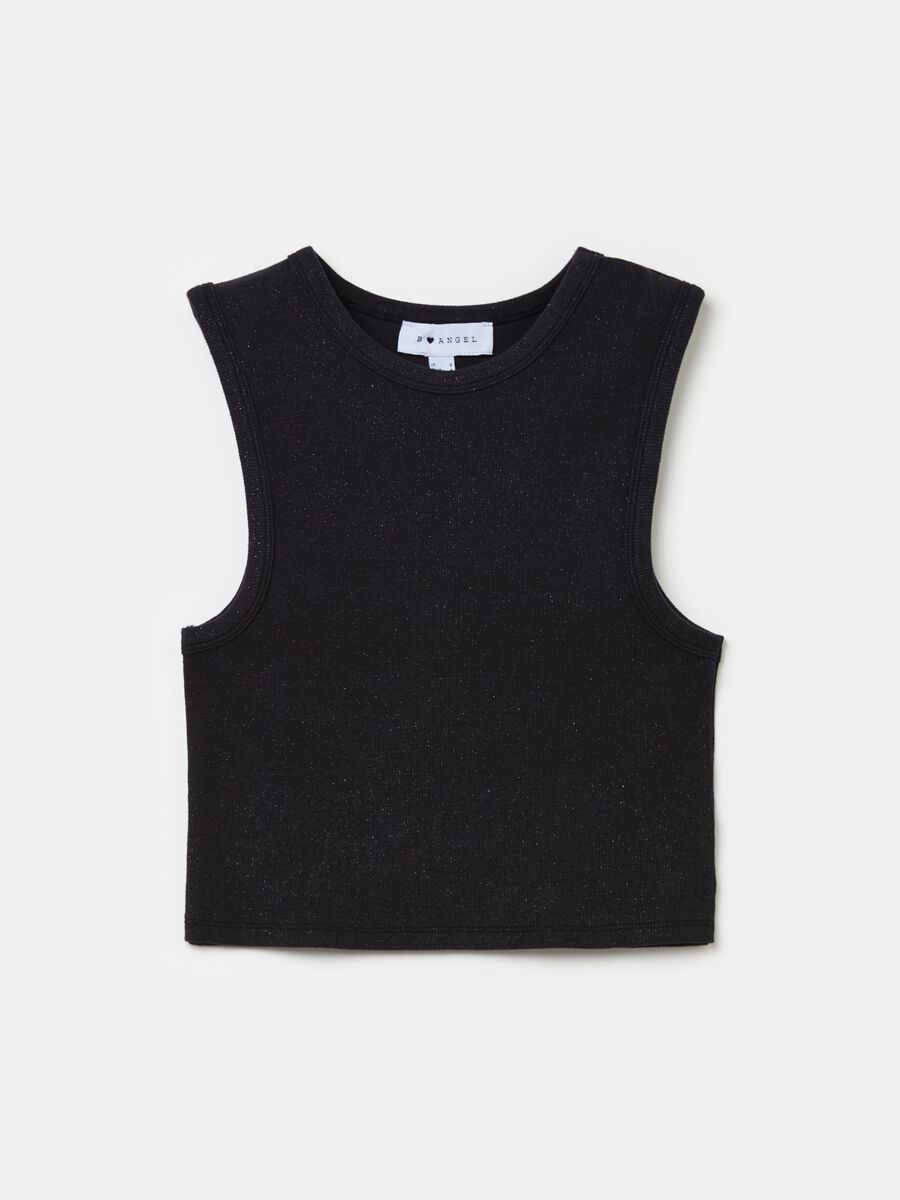 Tank top crop a costine con lurex_1