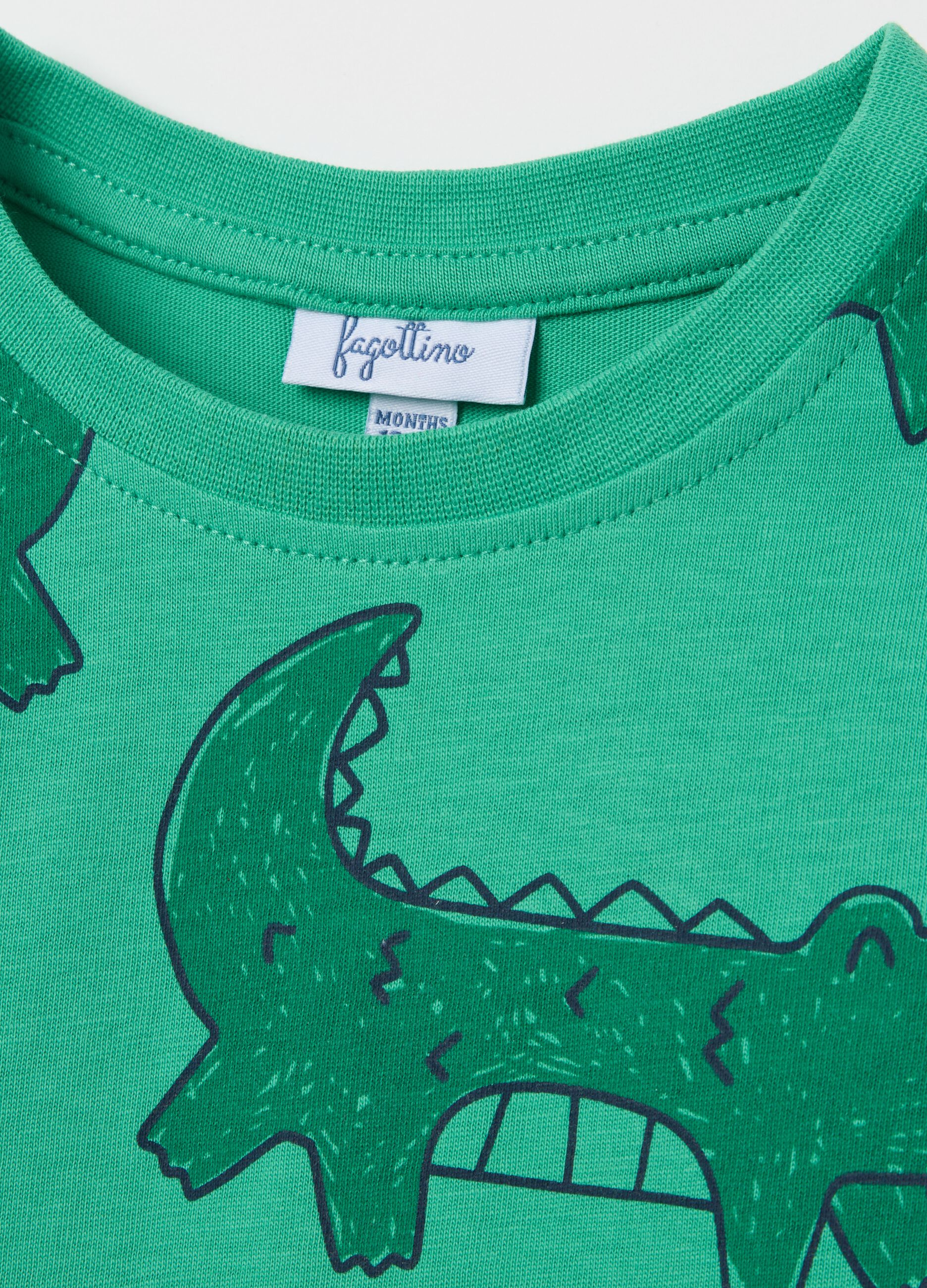 Completo jogging da bambino in puro cotone verde regular fit con stampa