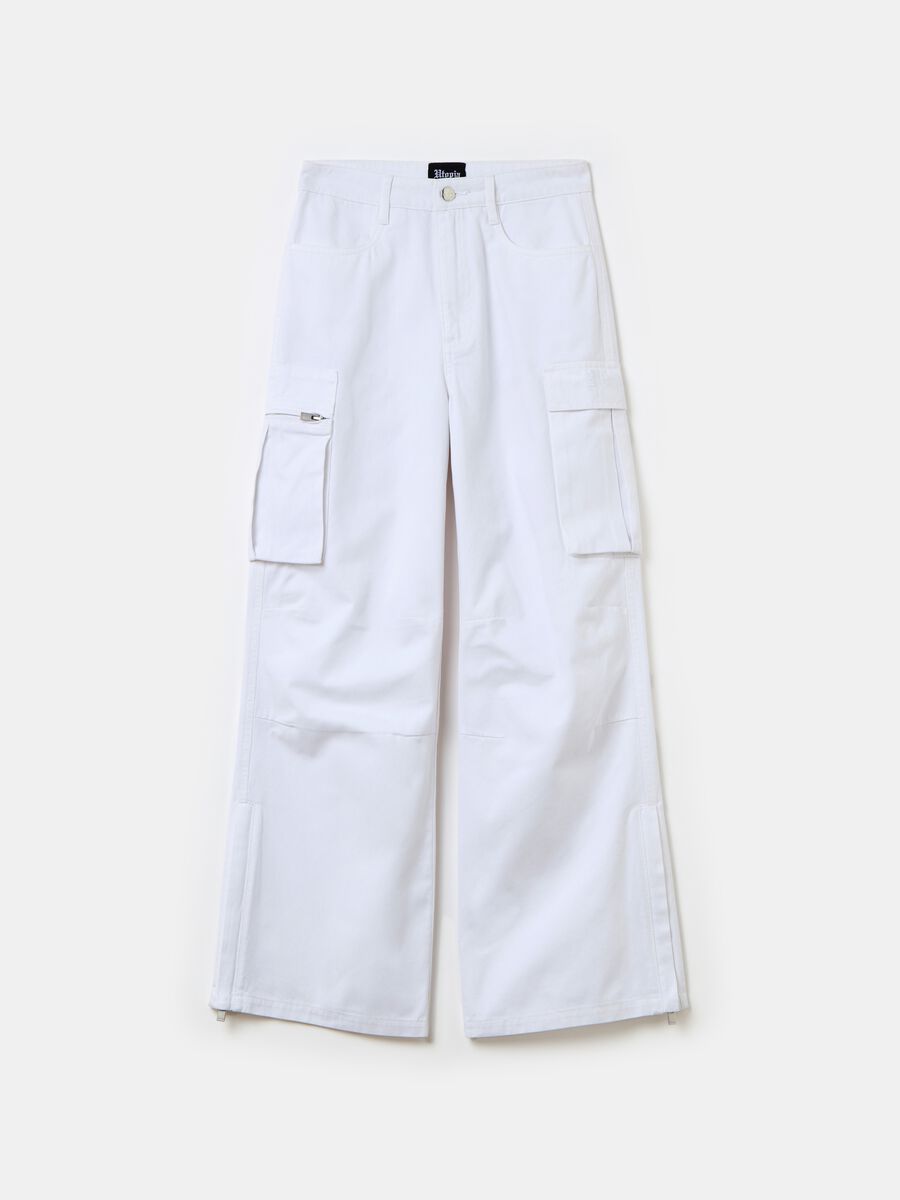 Wide-Leg Cargo Trousers White_6