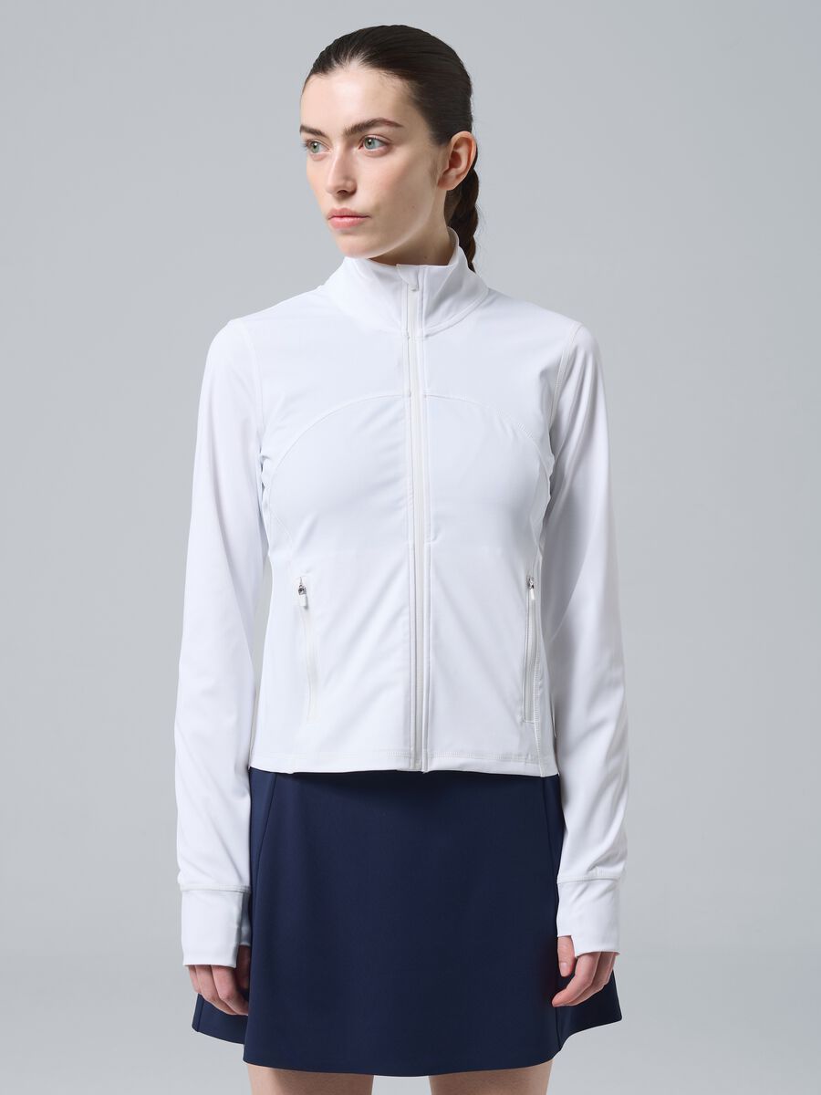 White ALTAVIA COURT full-zip sweatshirt in stretch technical fabric_2