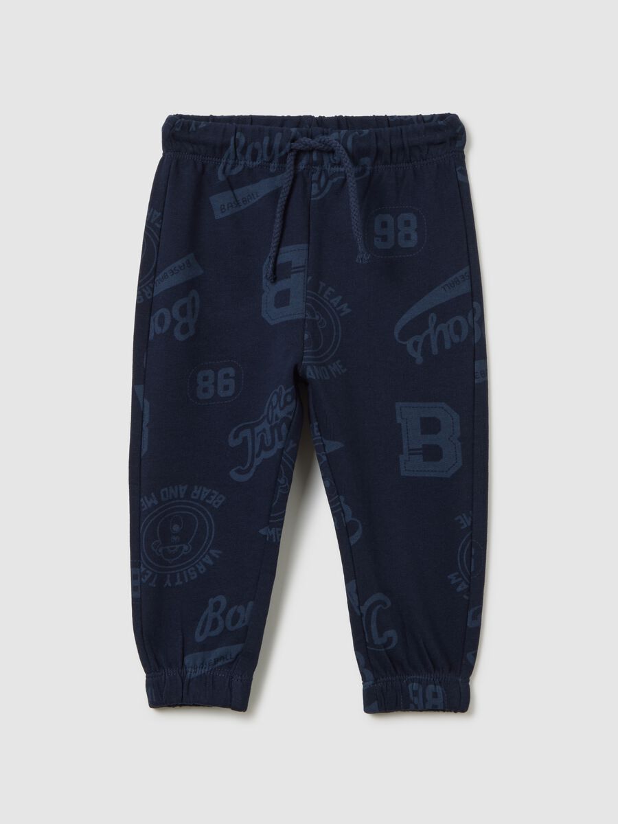 Blue regular fit children's trousers in pure cotton_0