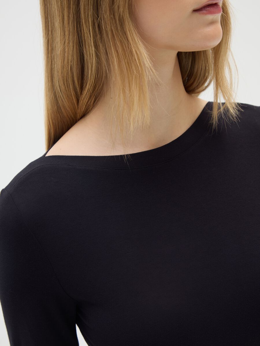 Black Stretch Fabric T-Shirt Regular Fit_3