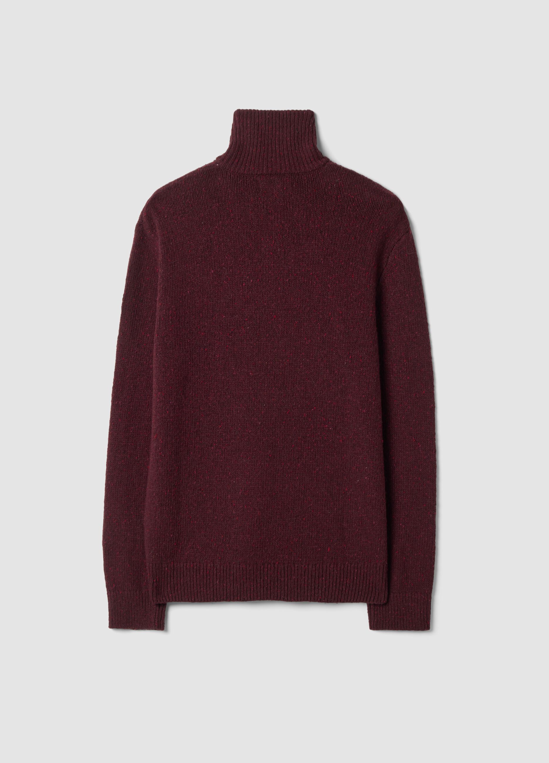 Maglia rossa Half zip in misto cotone e lana