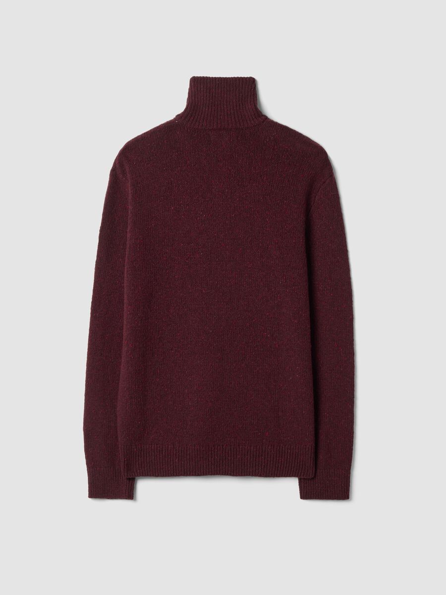 Maglia rossa Half zip in misto cotone e lana_6