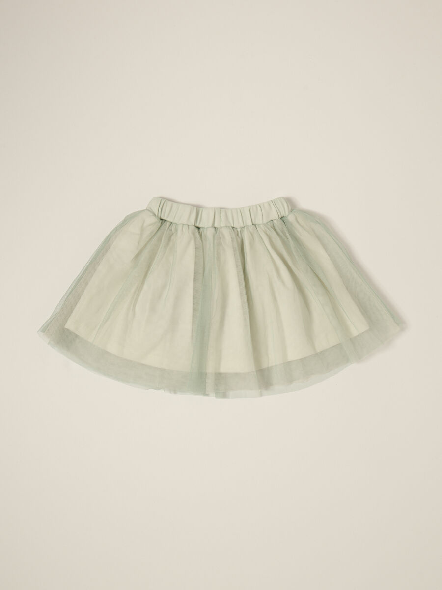 Light Green Cotton Skirt with Tulle_1