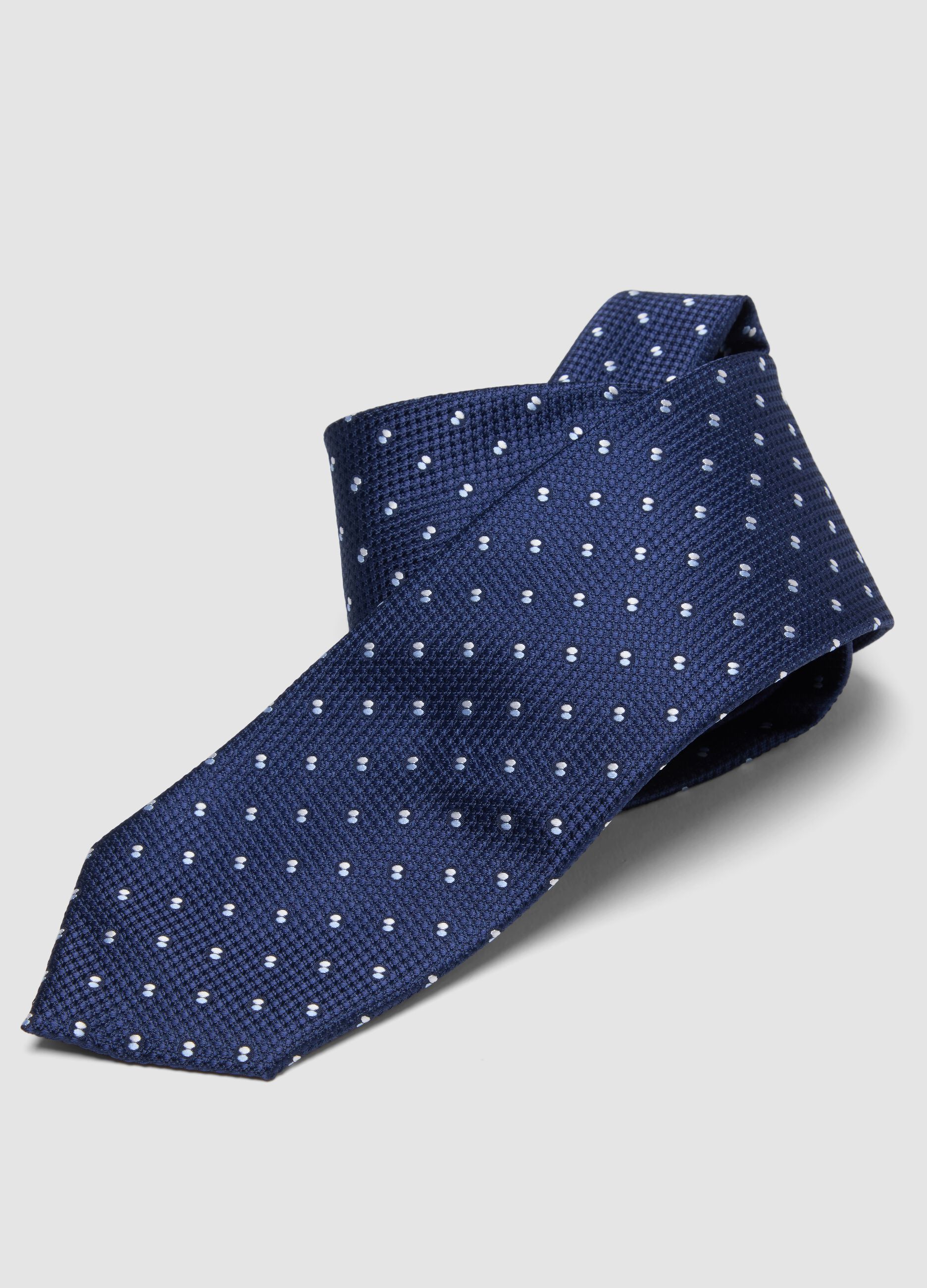 Blue tie 7.5 cm blade with polka dot pattern