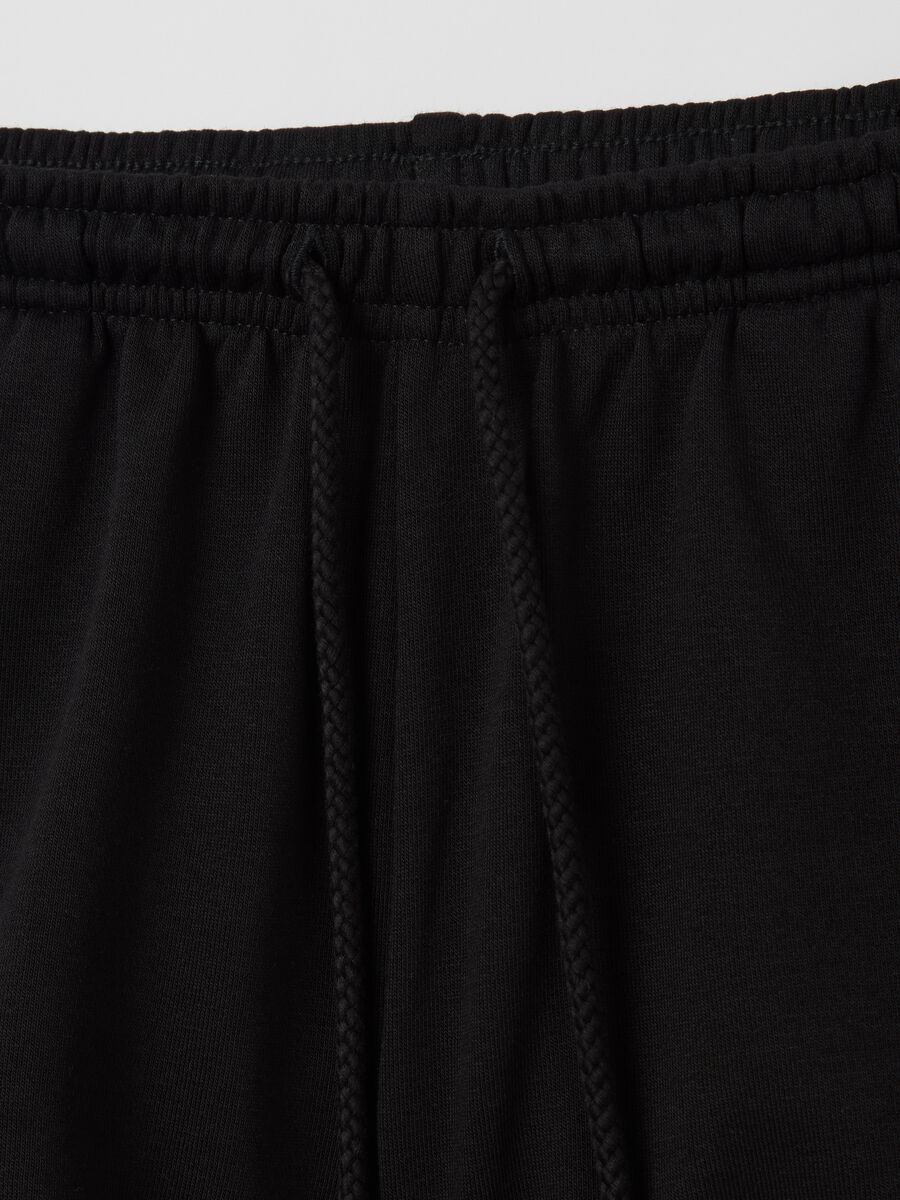 Black French terry shorts with drawstring_5