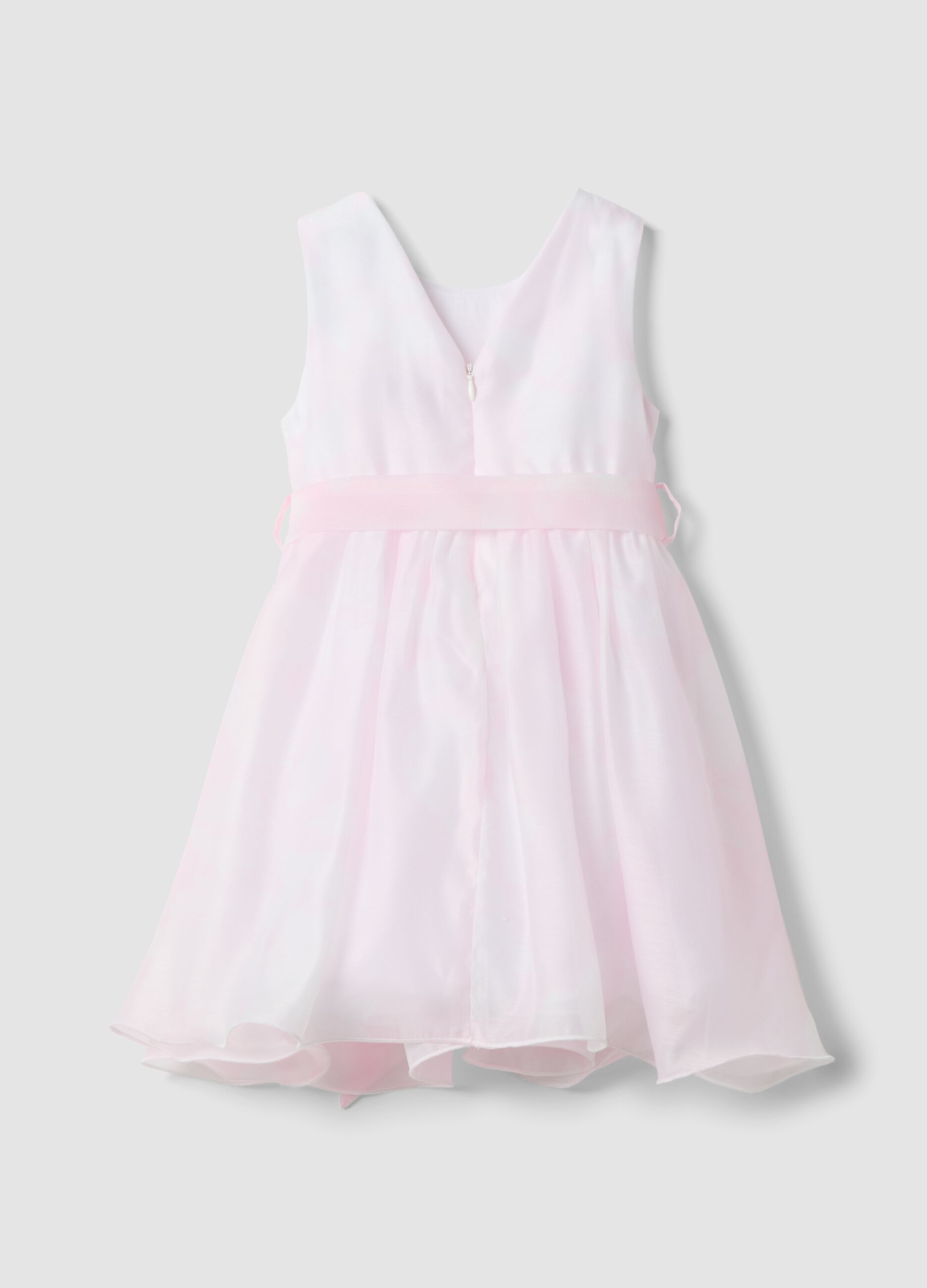 Girls&rsquo; sleeveless pink dress with waist bow