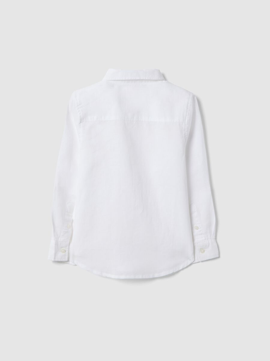 Boys' white linen-cotton blend shirt regular fit_1