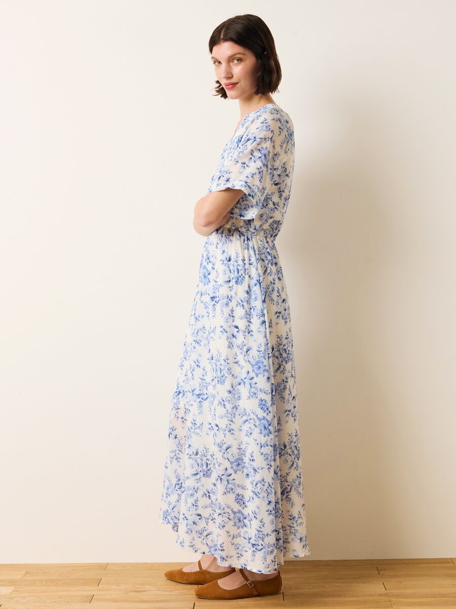 Long floral dress with V neck_2