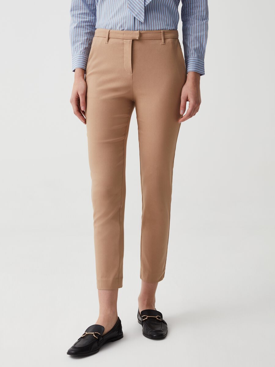 Cropped cotton chinos_1