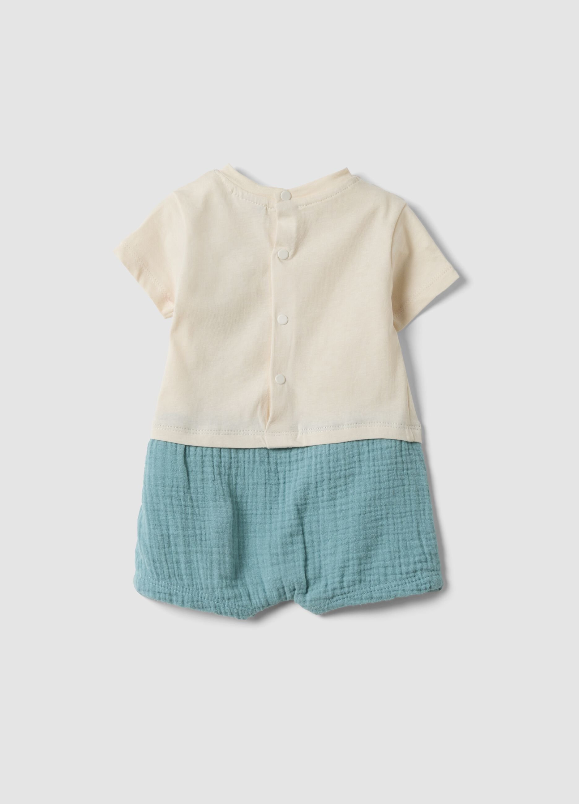 Blue and white pure cotton baby romper