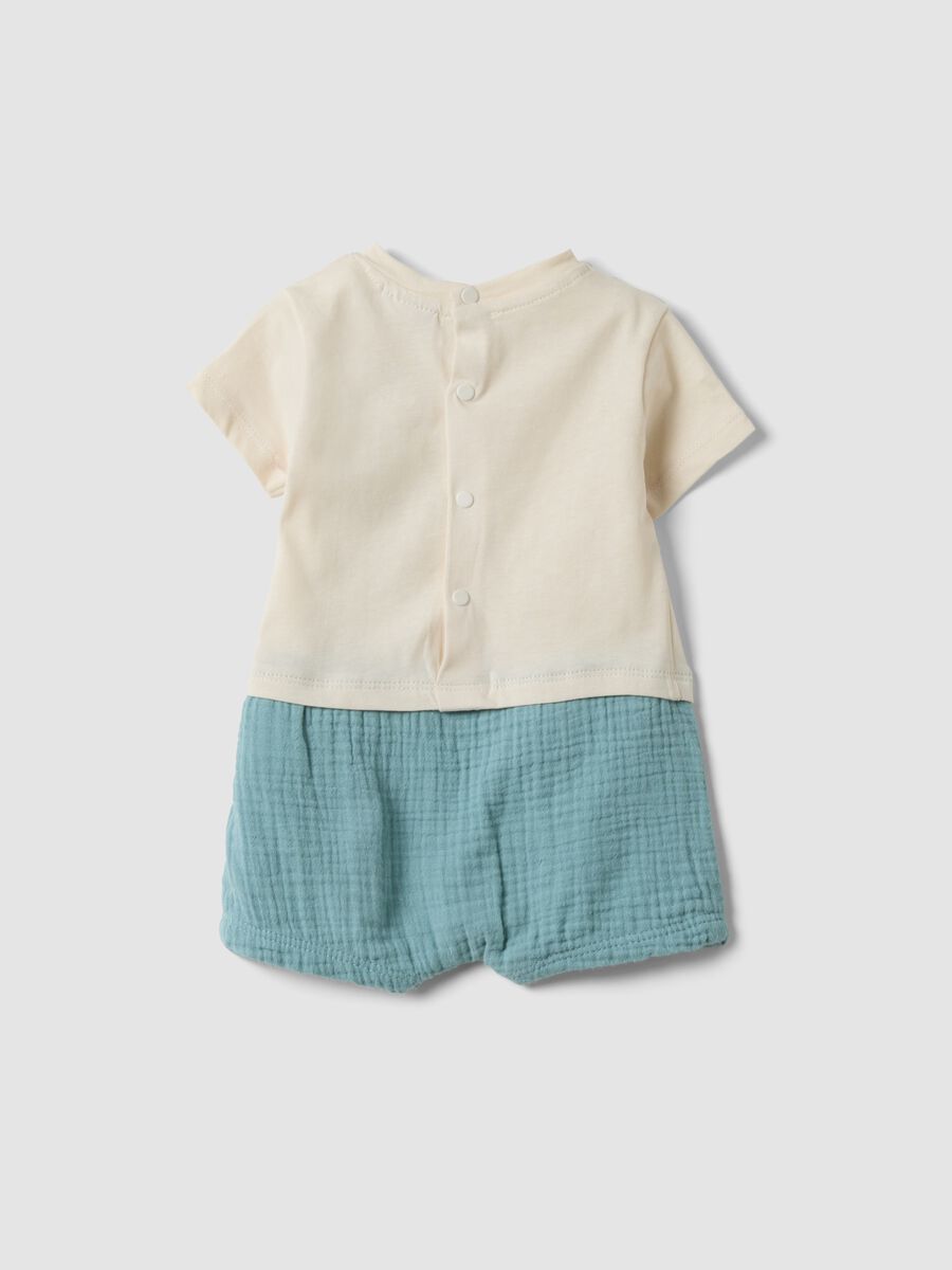 Blue and white pure cotton baby romper_1