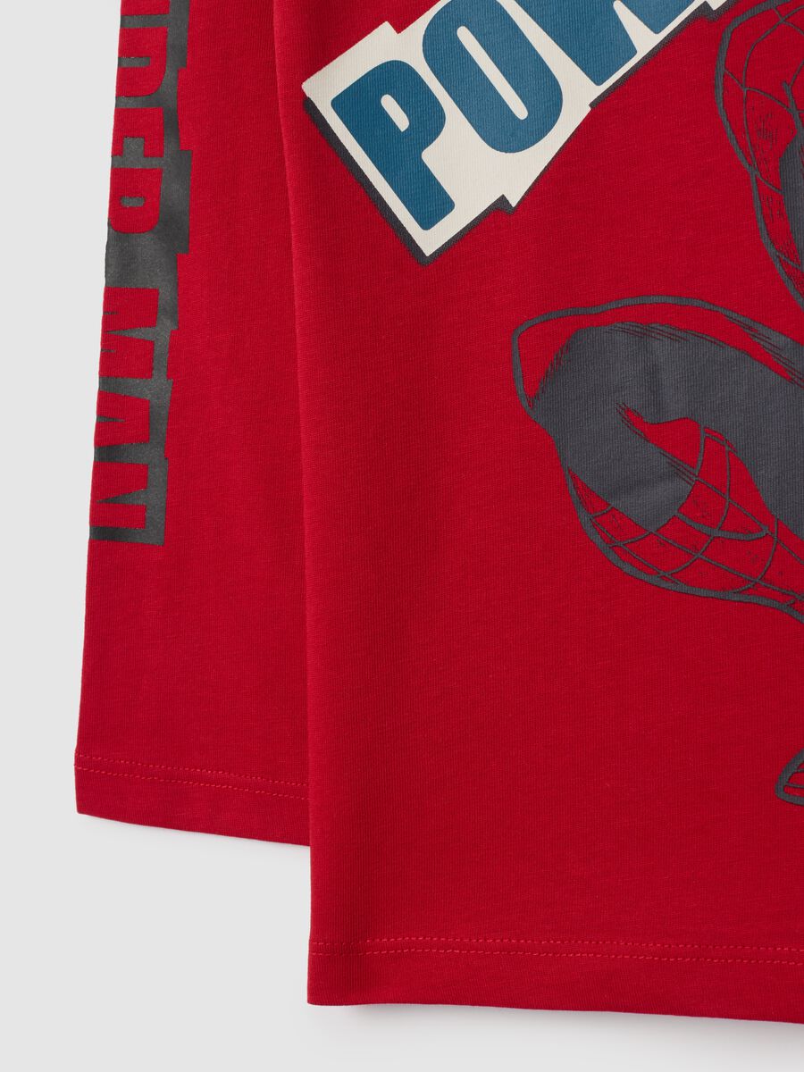 Red pure cotton children's t-shirt regular fit with Spiderman print_3