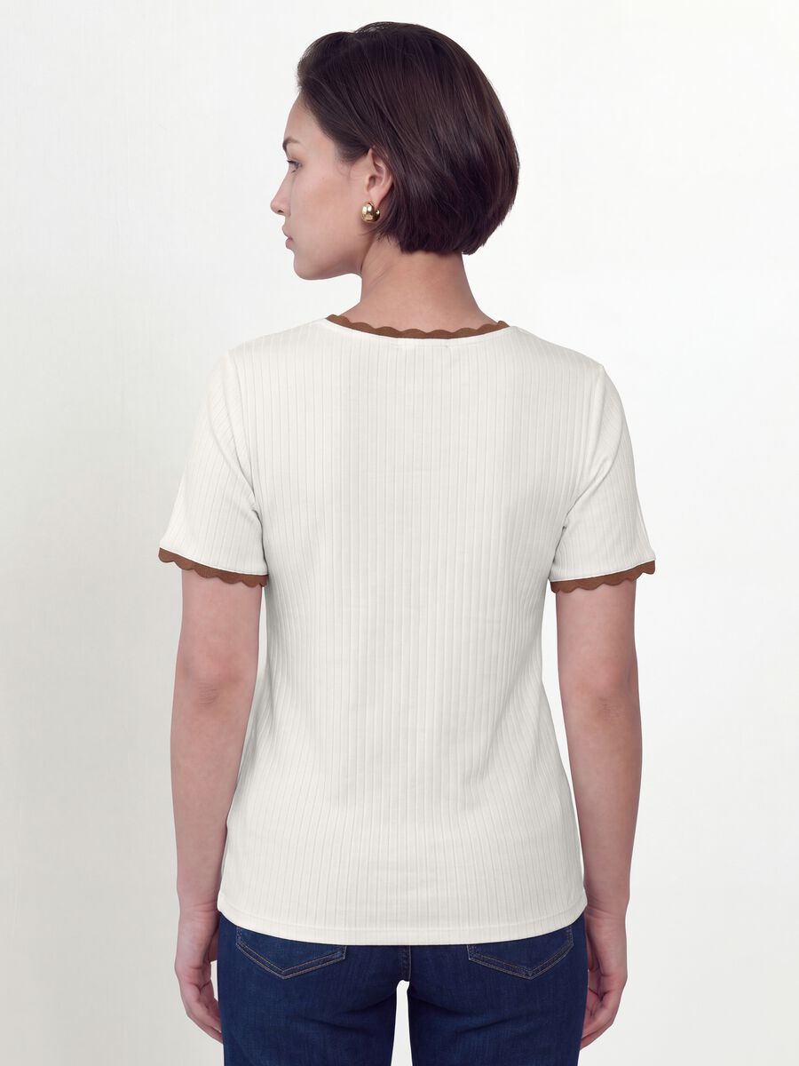 White stretch viscose crew-neck T-shirt with contrast trim_3
