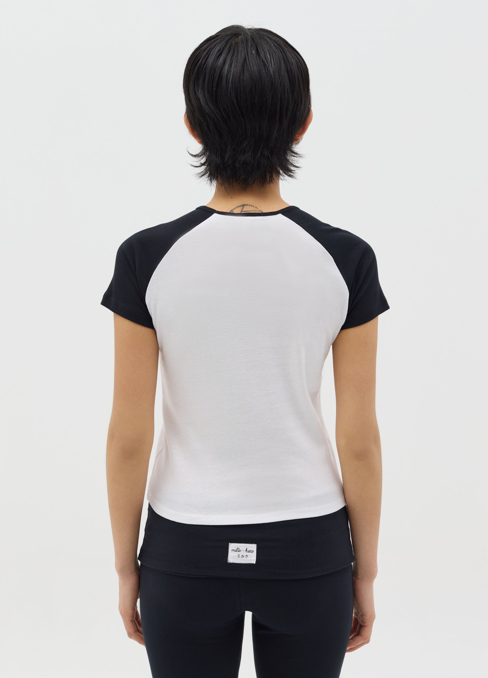 White T-shirt with black raglan sleeves