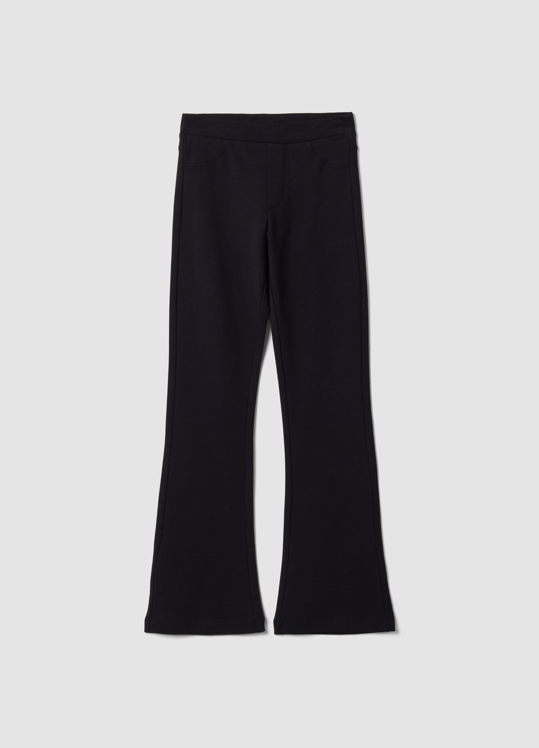 Girls' black slim-fit stretch organic cotton trousers