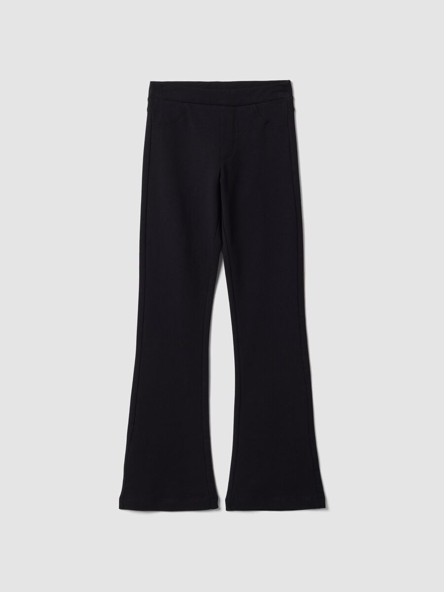 Pantaloni neri in cotone organico elasticizzato slim fit per ragazza_0