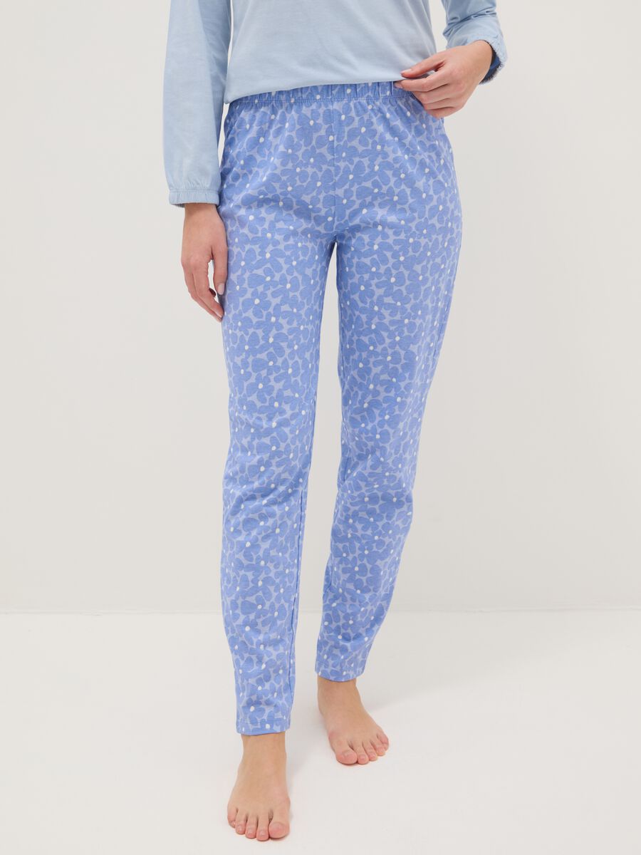 Multicoloured pyjama trousers in pure cotton regular fit_1