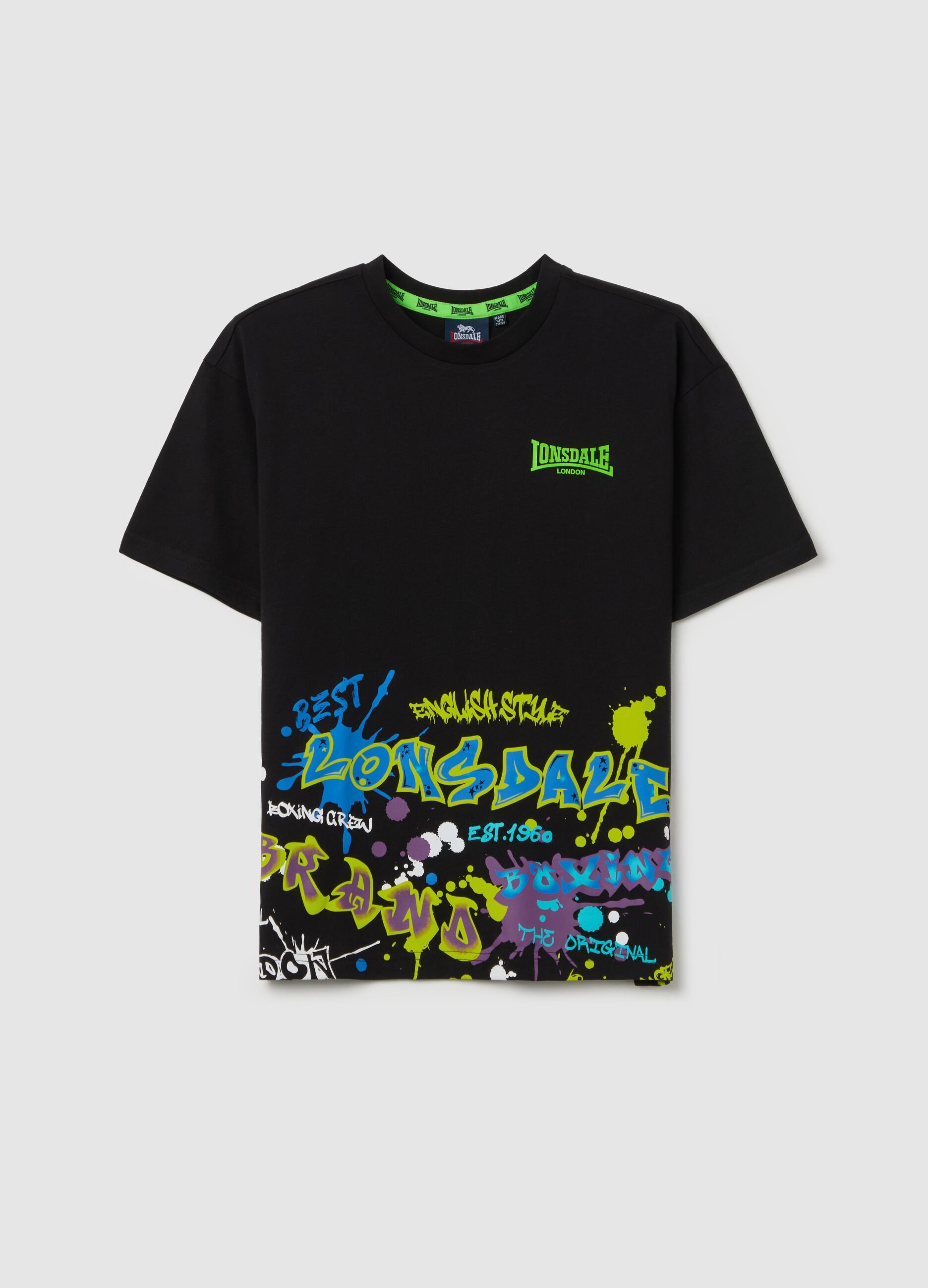 Cotton T-shirt with graffiti-style logo print