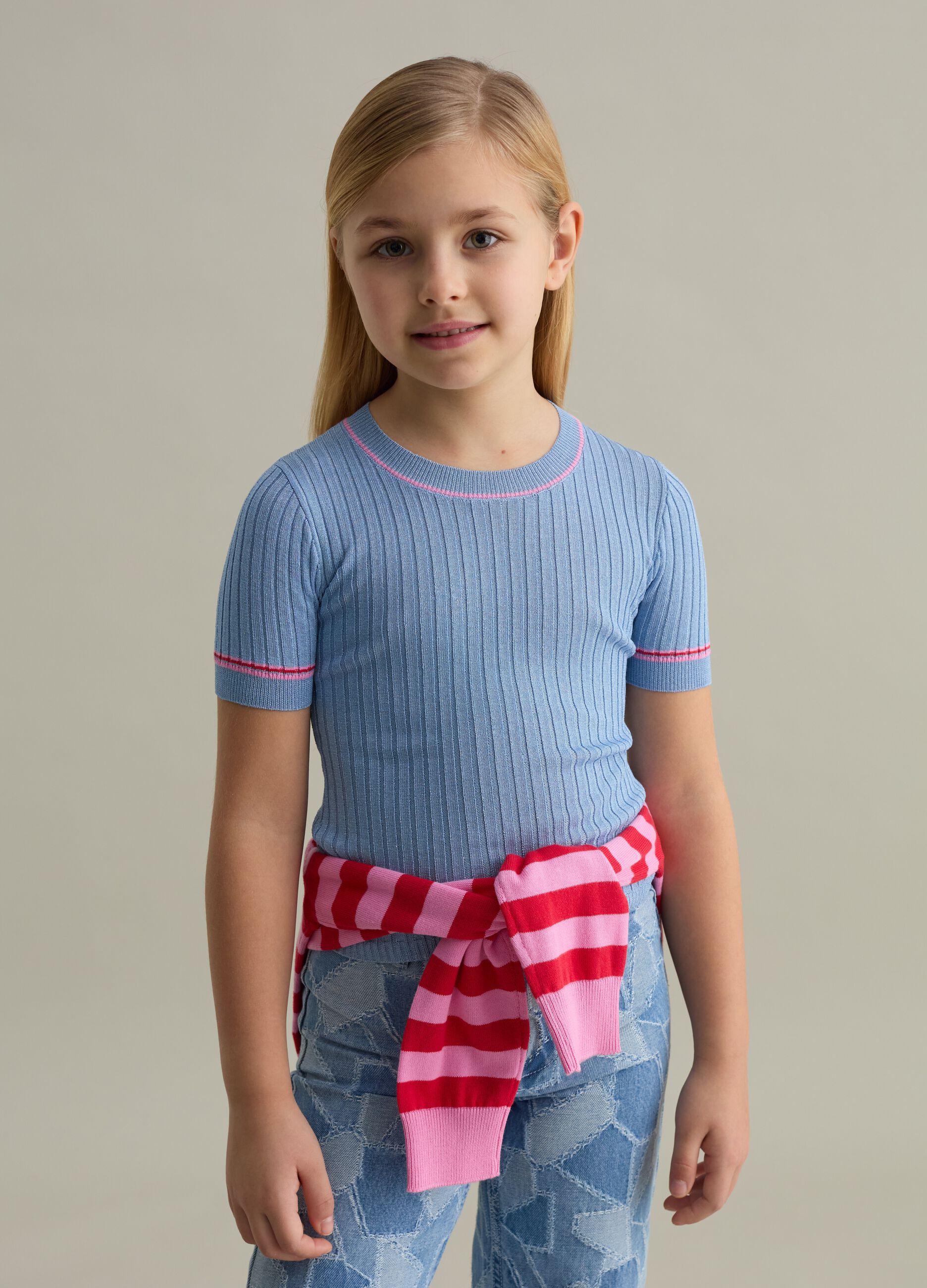 T-shirt in ribbed jersey with lurex