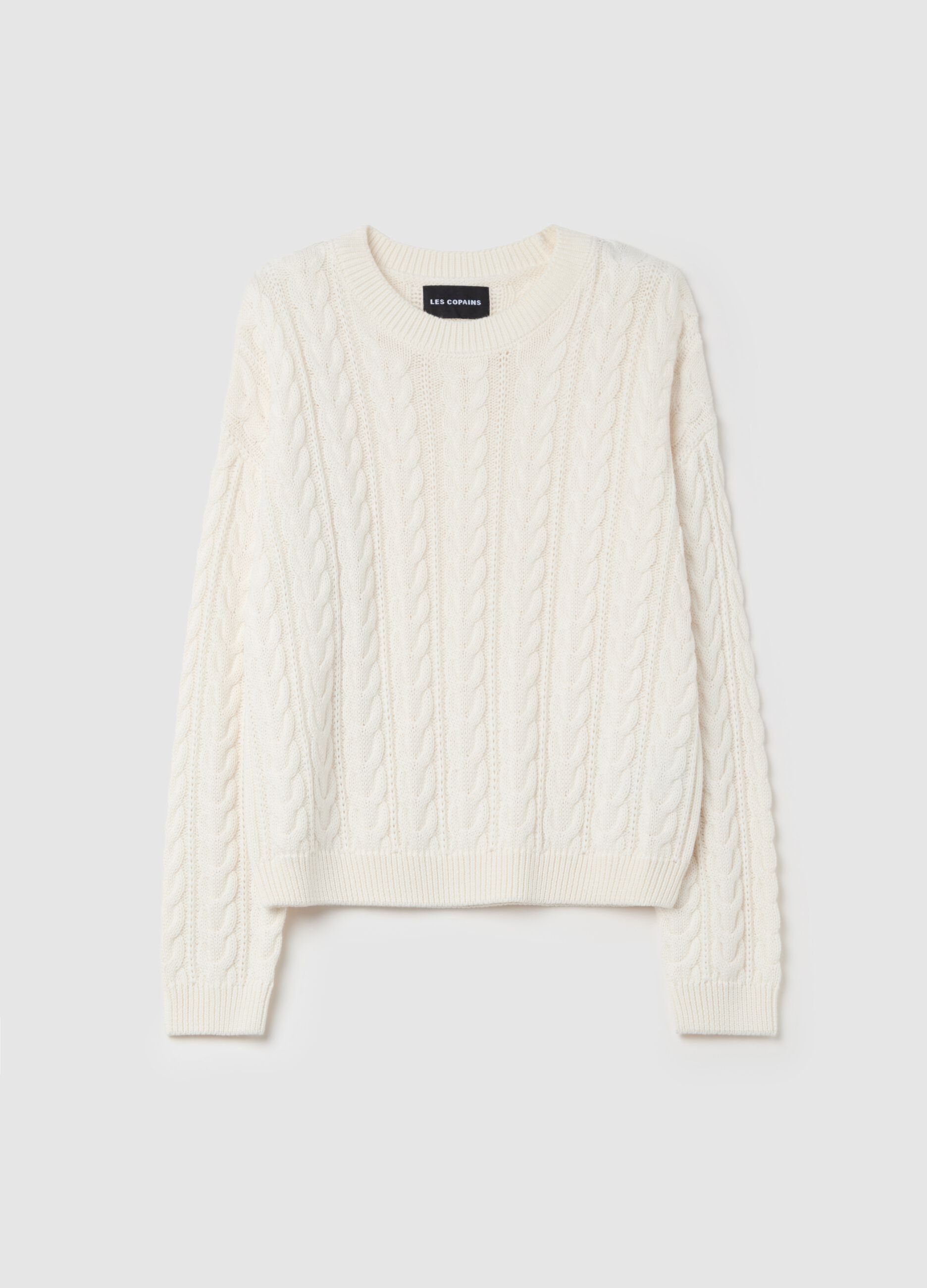 Pullover a trecce con scollo rotondo