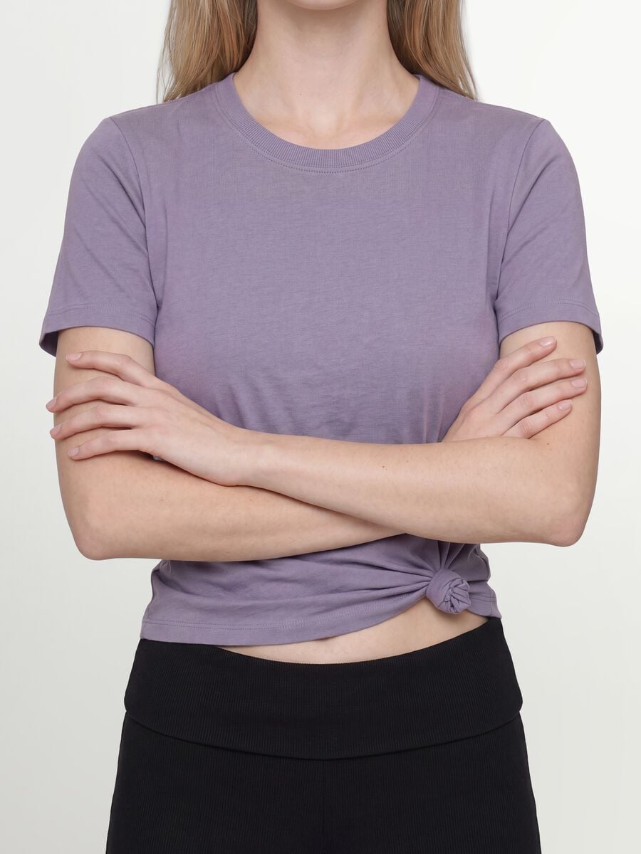 T-shirt viola in puro cotone organico a girocollo regular fit_3