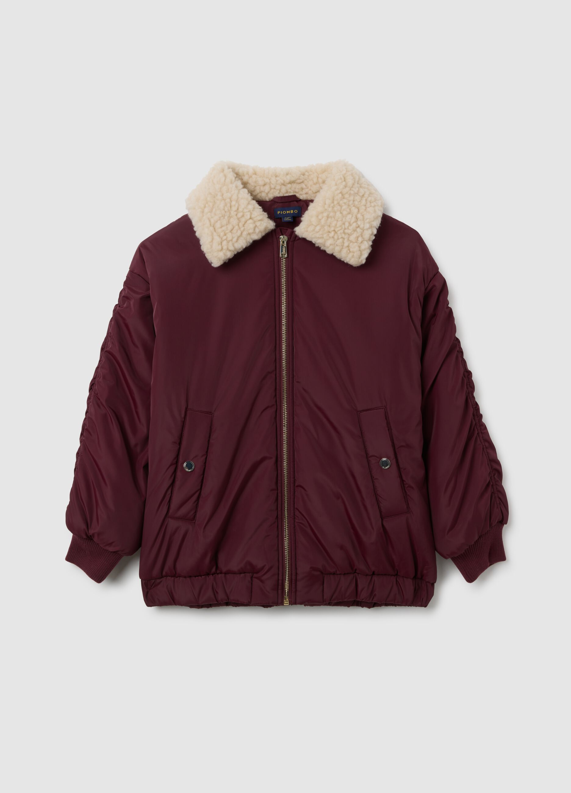 Red padded zip-up jacket for girls