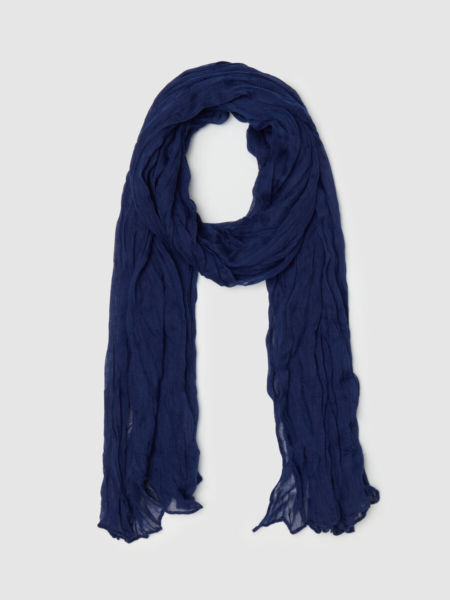 Solid colour crinkle-effect scarf_0