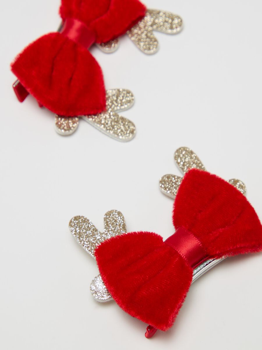 Two-pack hair bows with reindeer horns_1