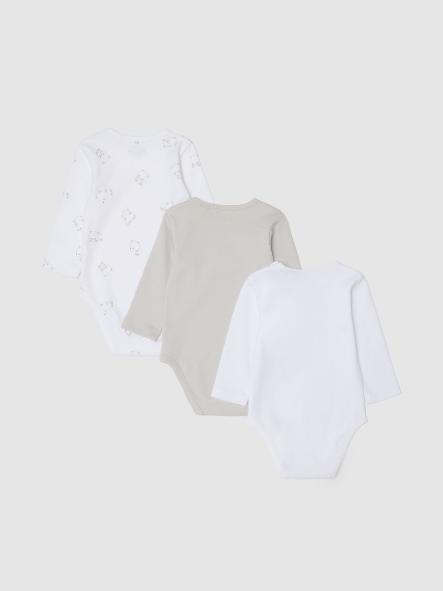 Tripack body da neonato in cotone bianco con maniche lunghe_1