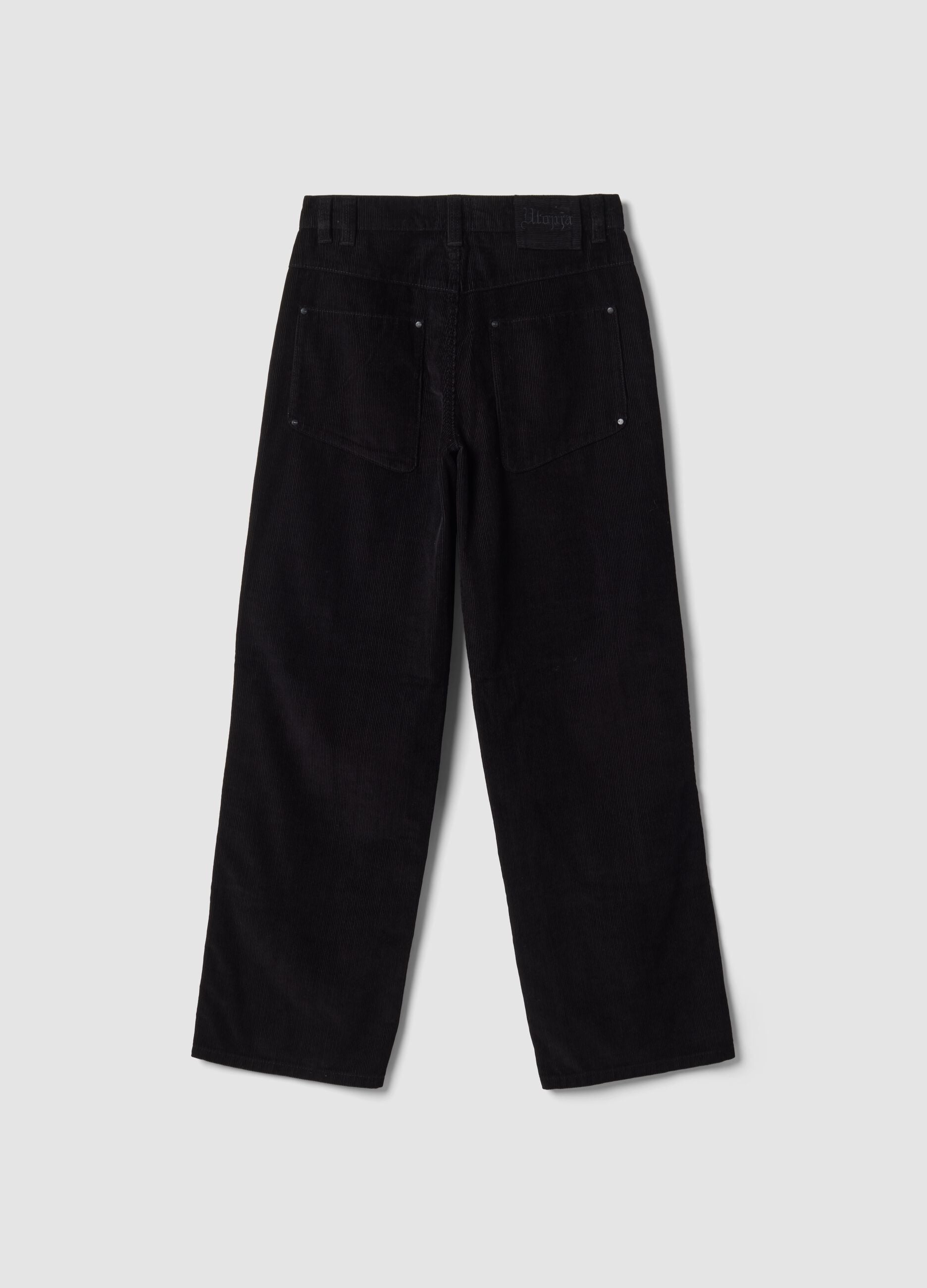 Black Corduroy Carpenter Trousers