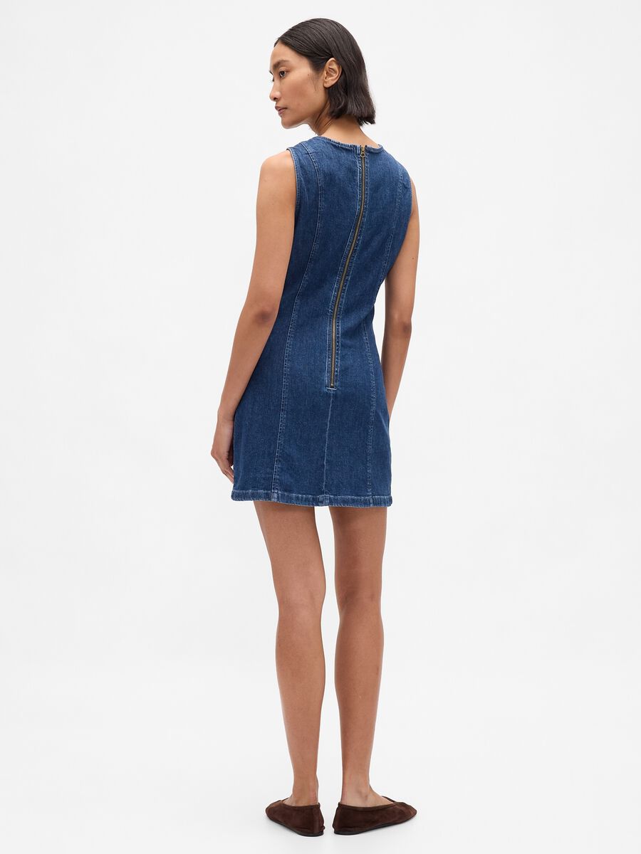 Stretch denim dress with back zip_1
