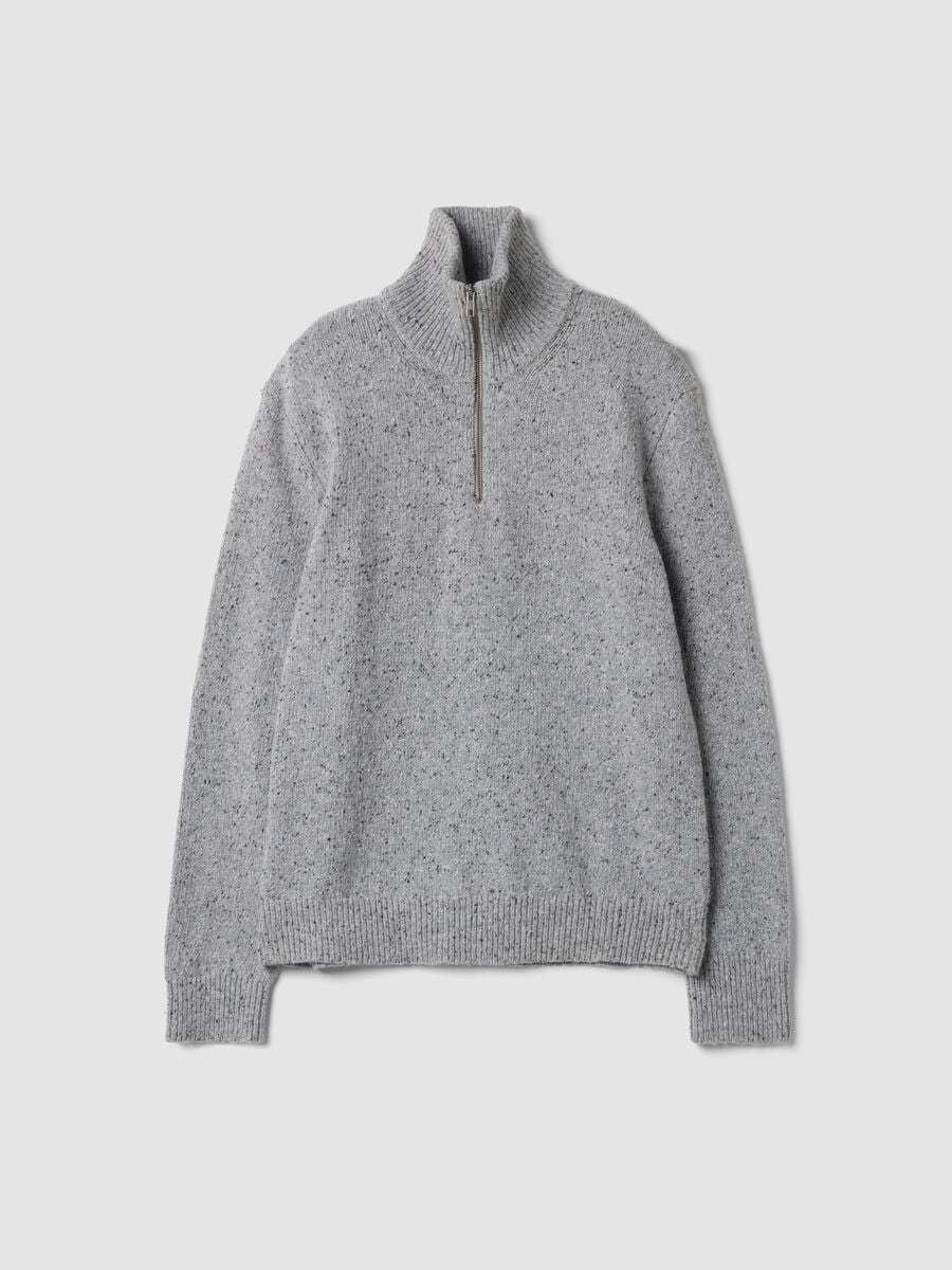Grey cotton-wool blend half-zip jumper_0