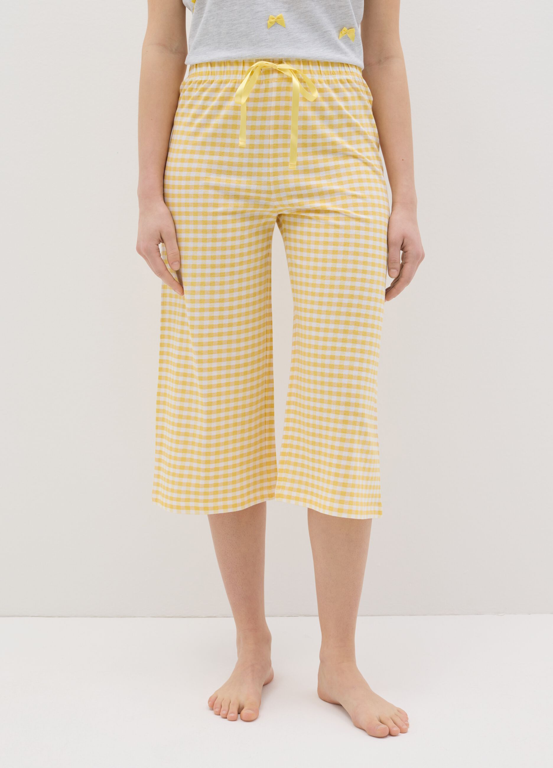 Gingham pyjama trousers with drawstring
