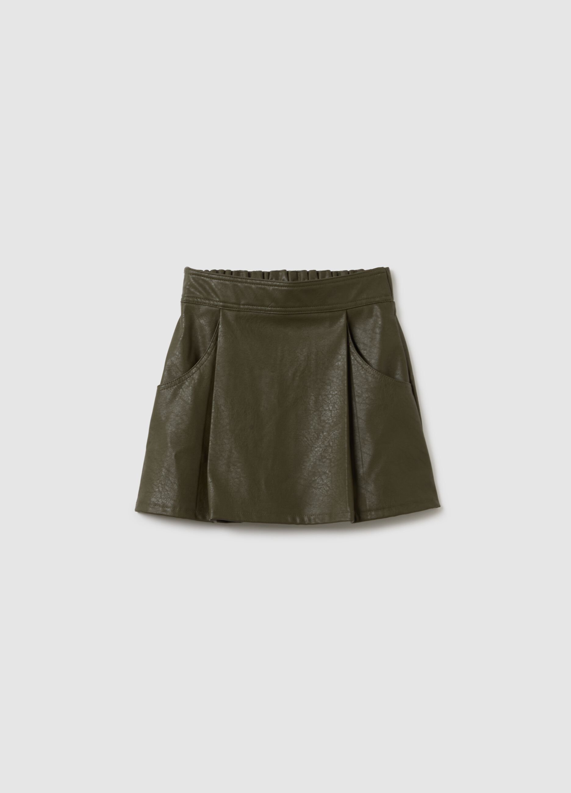 Green regular fit girls' skirt