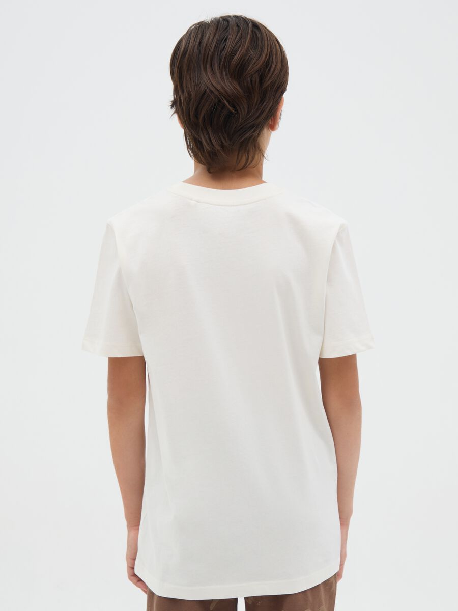 Boys' pure cotton white T-shirt regular fit with print_1