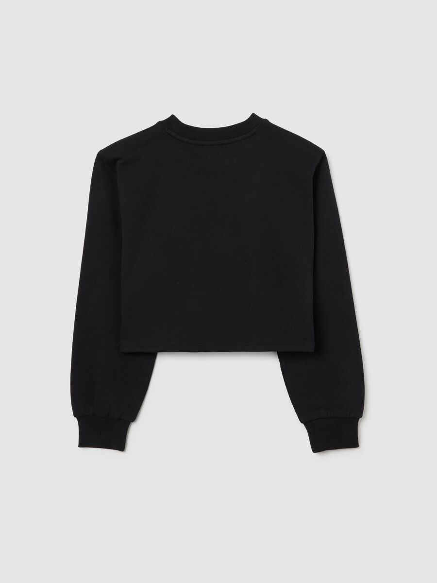 Black pure cotton girl’s sweater regular fit with round neckline_1
