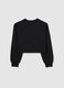 Black pure cotton girl’s sweater regular fit with round neckline_1