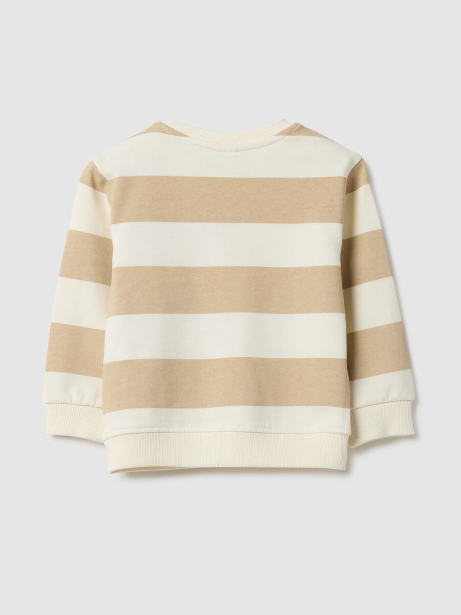 Boys' Pure Cotton Beige Striped Regular Fit Sweatshirt_1