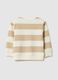 Boys' Pure Cotton Beige Striped Regular Fit Sweatshirt_1