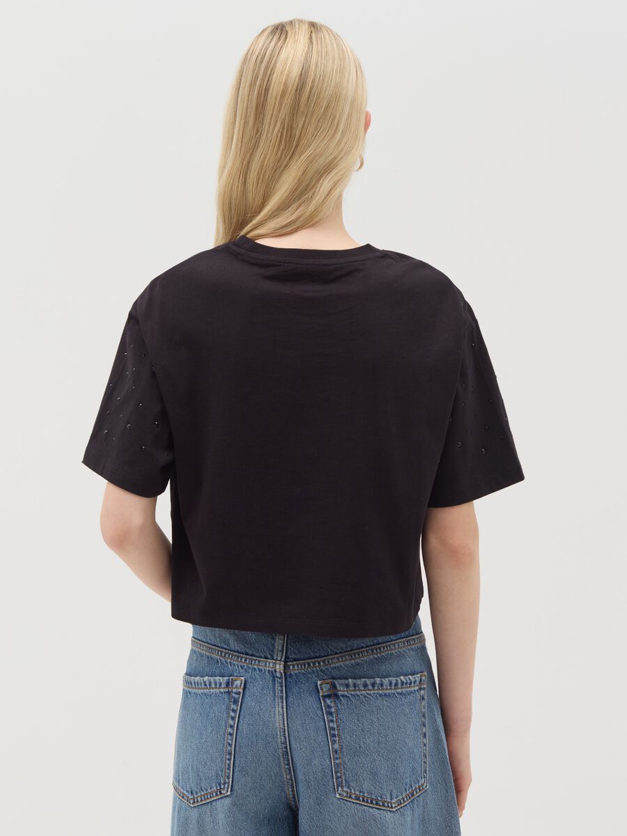 Cotton T-shirt with diamant&eacute; motifs_2