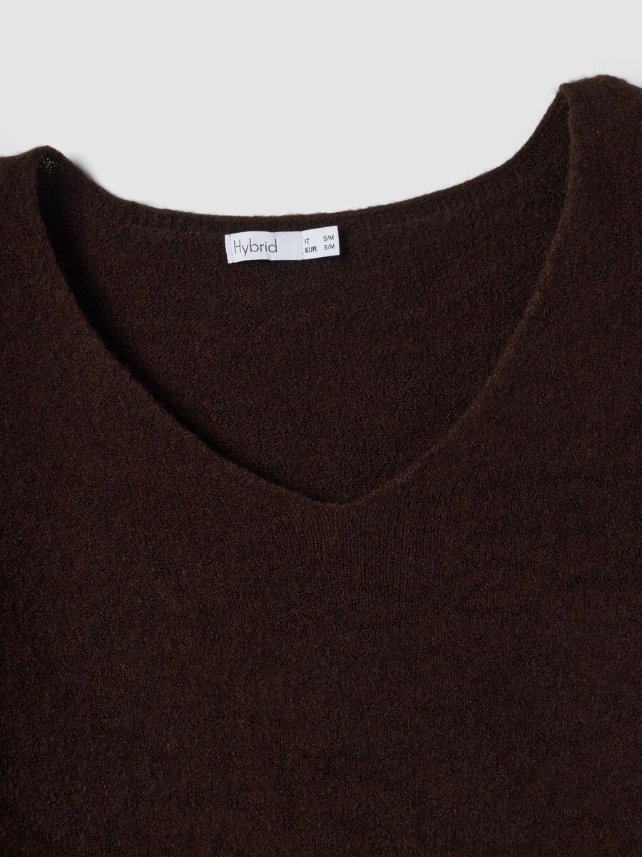Maglia marrone scollo a V regular fit_1