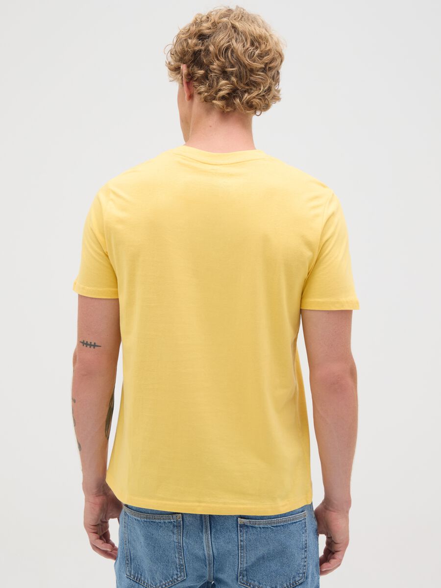 Men's yellow pure cotton regular fit T-shirt_3